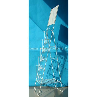 পোর্টেবল TUV অনুমোদন H1000mm মেটাল ম্যাগাজিন ডিসপ্লে র্যাক, হোয়াইট সহ বুক তাক
