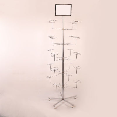 HongChuang 5-Tier 20 Hat ঘূর্ণায়মান Hat Rack Ad বিজ্ঞাপন সহ ক্যাপের জন্য মেটাল ফ্লোর রাক