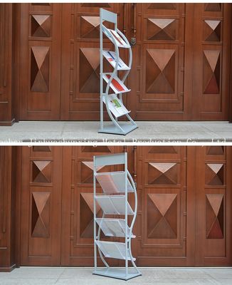H1500mm L480mm চার টায়ার মেটাল ম্যাগাজিন, বইয়ের দোকানের জন্য সংবাদপত্র প্রদর্শন রাক, বিজ্ঞাপন