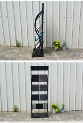 H1500mm L480mm চার টায়ার মেটাল ম্যাগাজিন, বইয়ের দোকানের জন্য সংবাদপত্র প্রদর্শন রাক, বিজ্ঞাপন