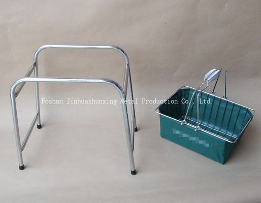 বাথরুমের জন্য সবুজ রঙের W215mm L285mm তারের বাস্কেট, হ্যান্ডলগুলি সহ কিকথেন ase বেস, কাপড়ের ব্যাগ