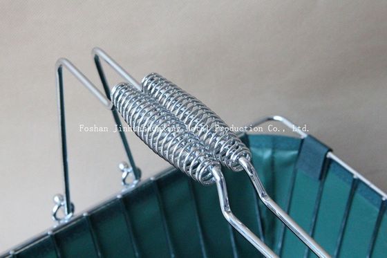 বাথরুমের জন্য সবুজ রঙের W215mm L285mm তারের বাস্কেট, হ্যান্ডলগুলি সহ কিকথেন ase বেস, কাপড়ের ব্যাগ