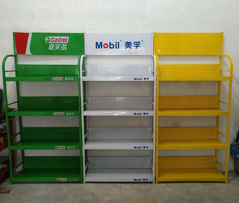 কাস্টম শেলভিং সুপার মার্কেট কার আনুষাঙ্গিক প্রদর্শন রাক সবুজ হলুদ সাদা